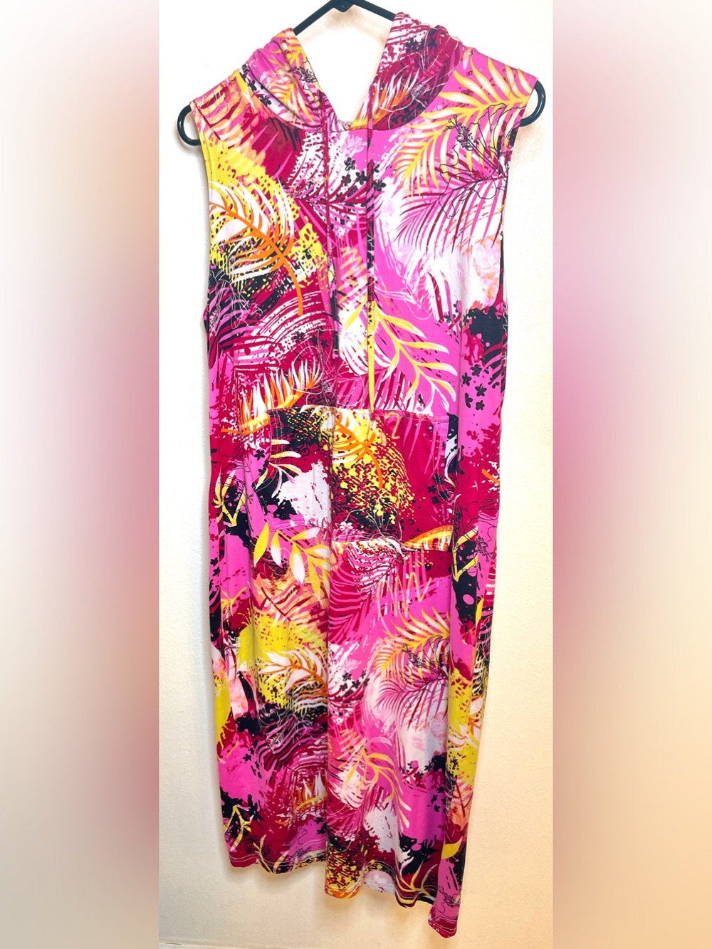 Rouge Collection Pink Tropical Palm Women’s Maxi Dress Sz 2X